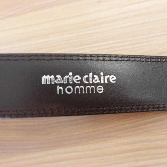 Brown Belt Mens 34 Leather Dress Formal Oxford Luxury JAPAN MARIE CLAIRE Homme - Picture 7 of 13